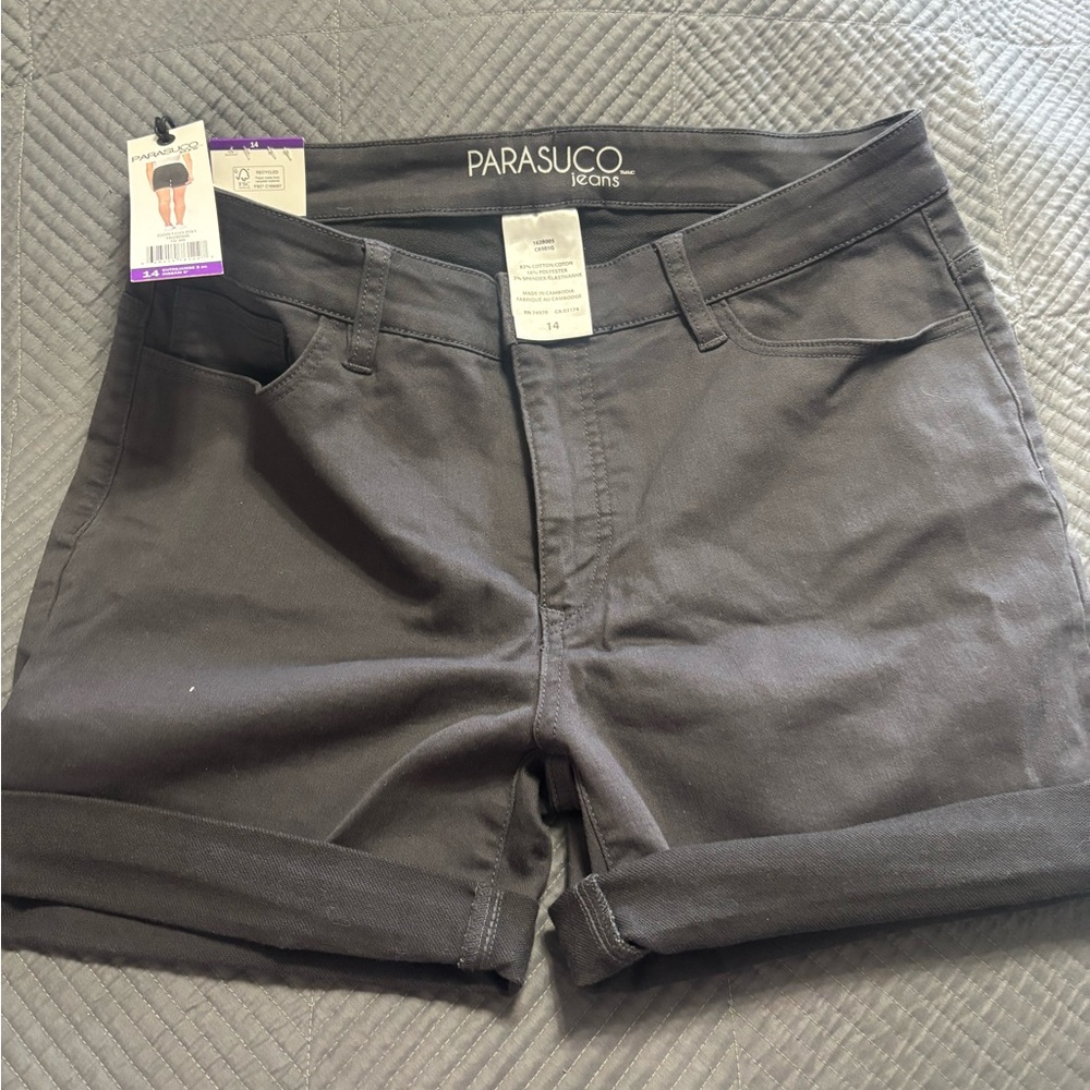Parasuco Black Jean Shorts Tailored Mid-Thigh
